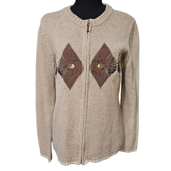 Croft & Barrow Woodsy Full Zip Winter Cardigan with a Touch of Silk, Size Small - Picture 1 of 7